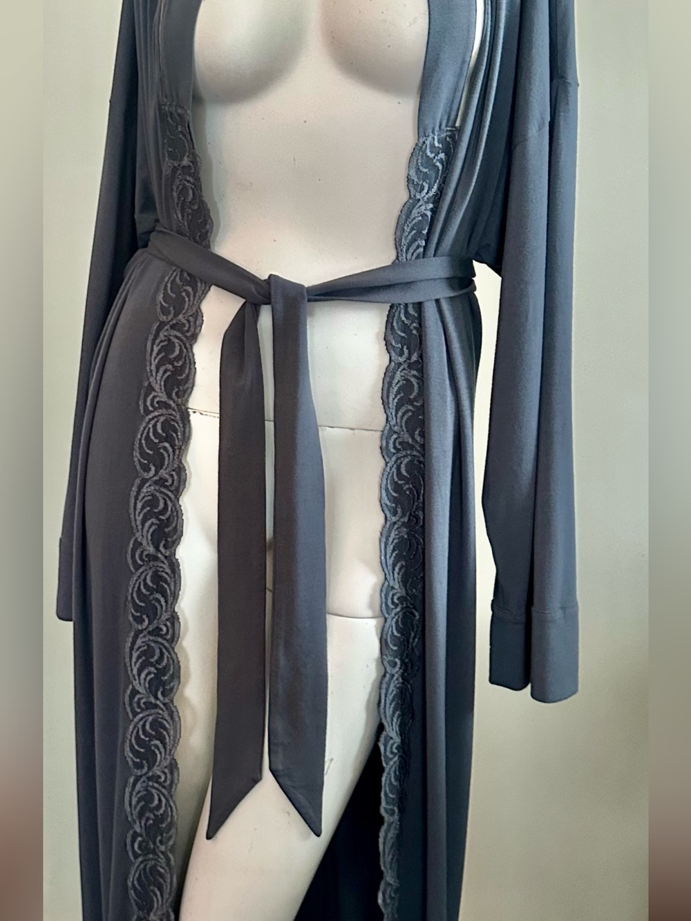 LA PERLA Embroidered Mesh Lace Robe 52” Length